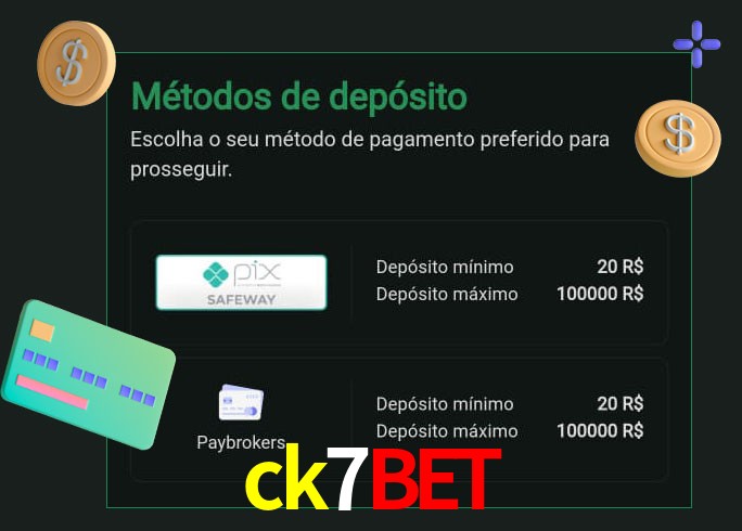 O cassino ck7bet oferece uma grande variedade de métodos de pagamento